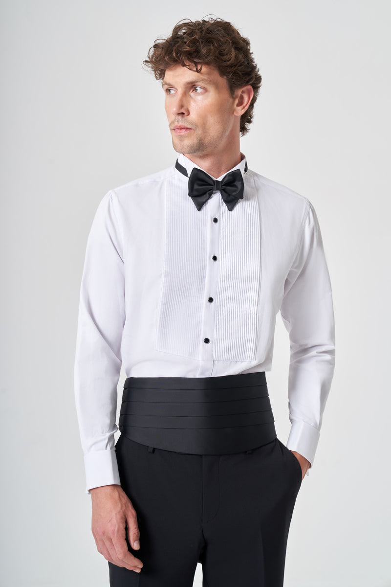 Pleated Tuxedo Shirt – Wingtip Collar & Cufflinks