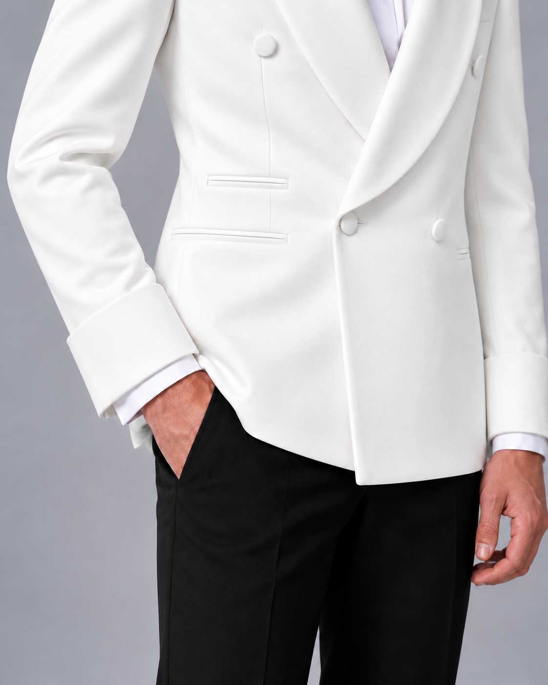 IMPERIAL | Ivory Double-Breasted Tuxedo with Turn-Back Cuffs